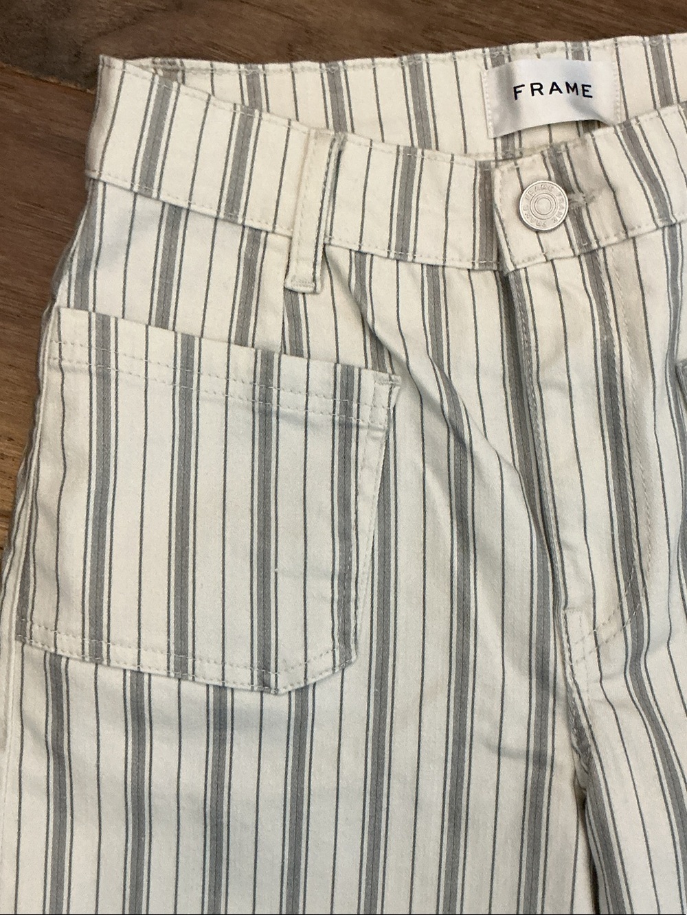 Frame Le Slim Palazzo 27 HighRise white/blue stripe  Wide Leg Jeans - Picture 5 of 11